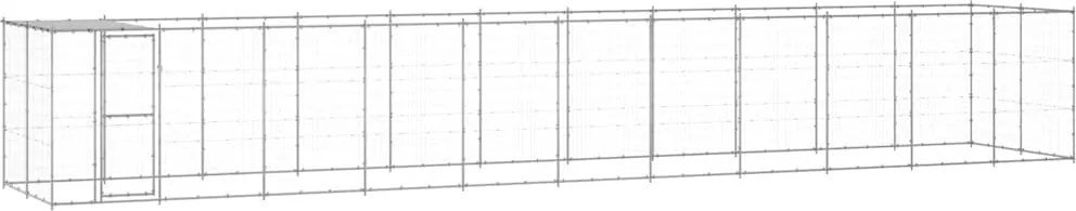 vidaXL Padoc câini de exterior cu acoperiș, 26,62 m², oțel galvanizat