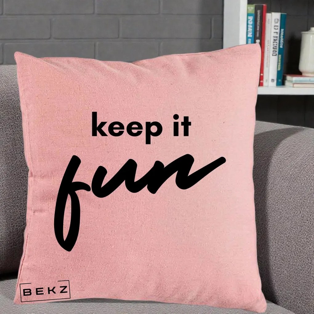 Perna Decorativa Keep It Fun, 40x40 cm, Roz, Husa Detasabila, Perna Inclusa, BEKZ®