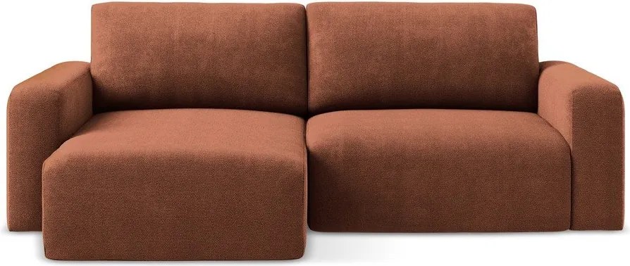 Colțar teracotă extensibil/cu spațiu de depozitare cu tapițerie din chenille (cu colț pe partea stângă/cu șezlong) Kona – Makamii