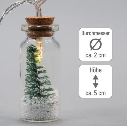 Set decorațiuni de Crăciun 8 LED-uri, pahare cu pomi 2 lanțu