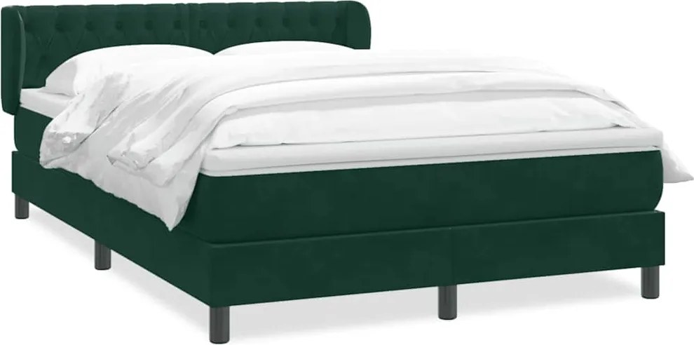 vidaXL Pat box spring cu saltea, verde închis, 160x220 cm, catifea