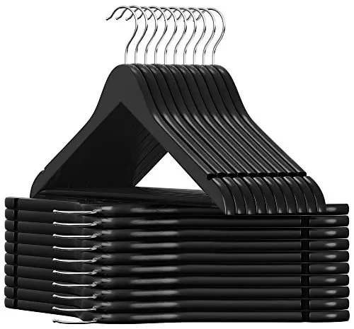Set de 20 umerase din lemn, Songmics, Negru, 44.5x23x1.2 cm