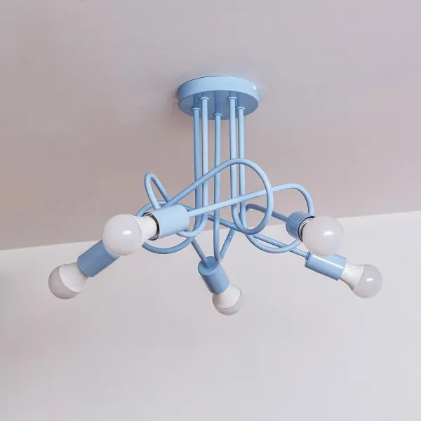 Lustră de tavan aplicată OXFORD 5xE27/15W/230V albastru