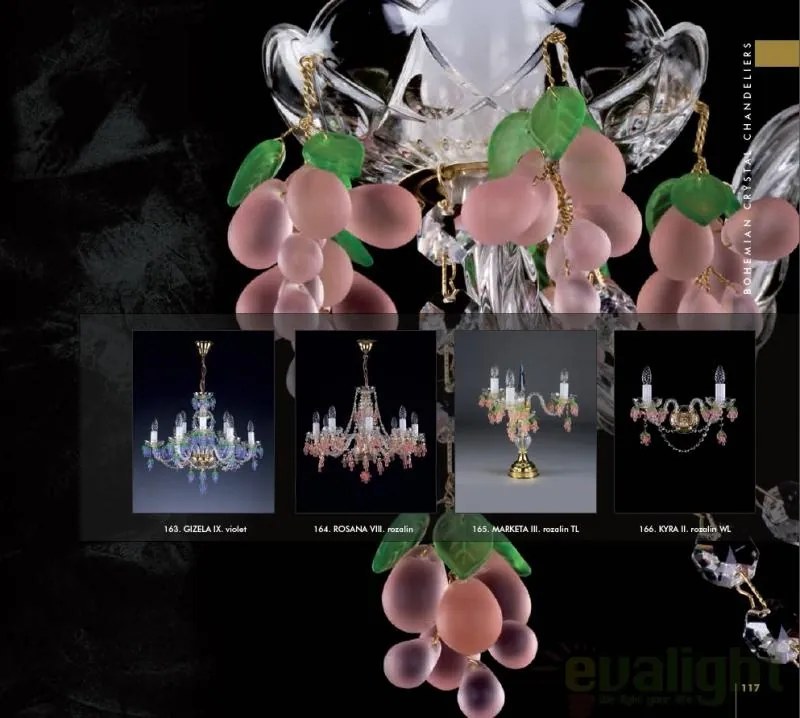 Candelabru cristal Bohemia 9 brate, diam. 60cm Gizela IX. violet CE