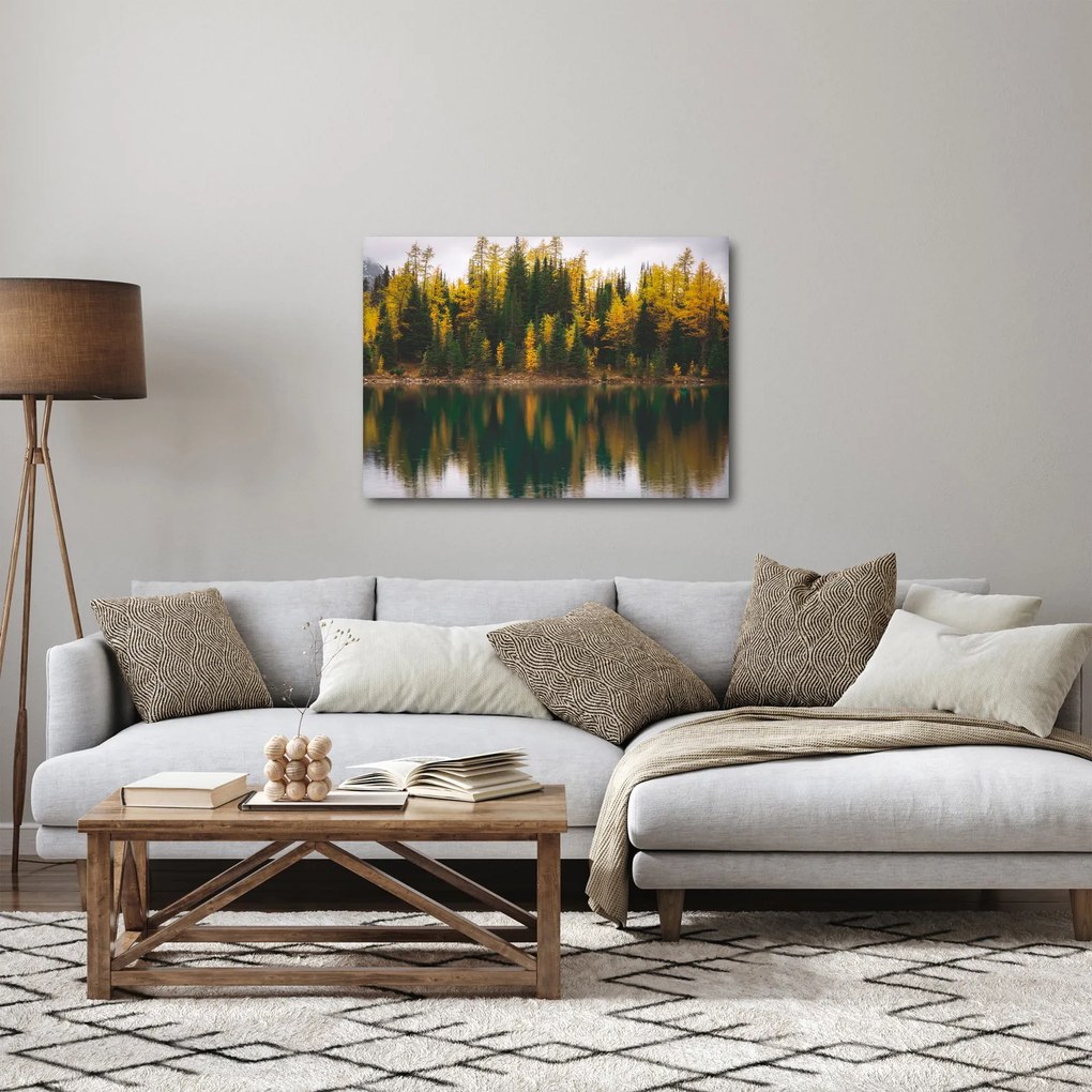 Tablou cu lac de pădure (70x50 cm)