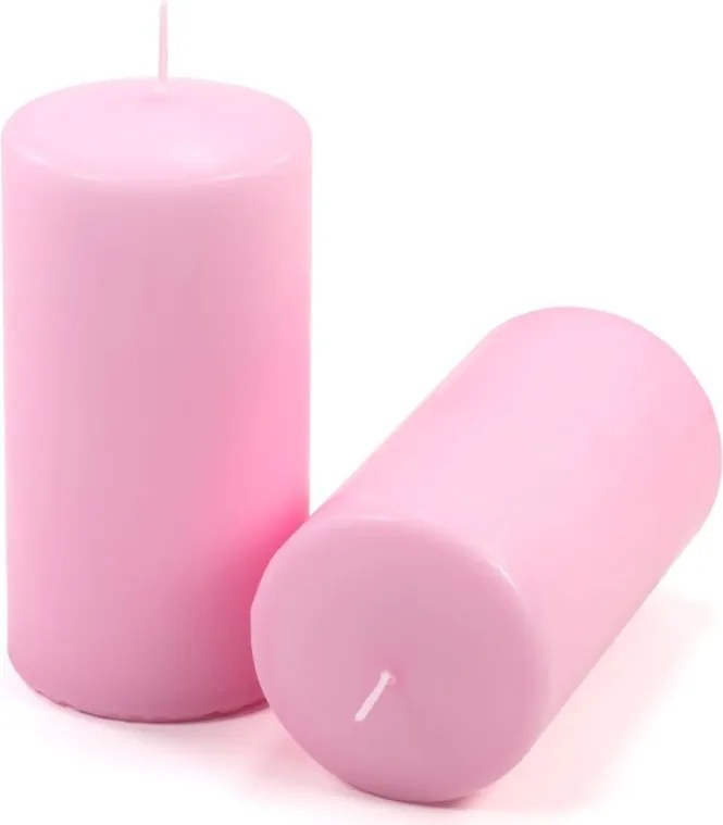 Set de lumânări pilon, 15 cm, Ø 7,5 cm, roz, 2 bucăți