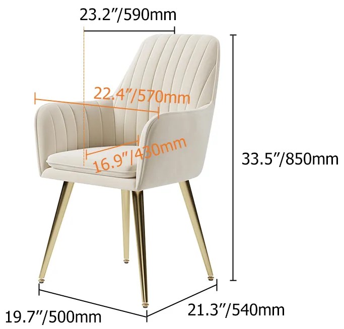 Scaun bej pentru bucătărie, soft, cu cotieră , în stil art nouveau - 2 buc. Deprimo j040379185 by Deprimo