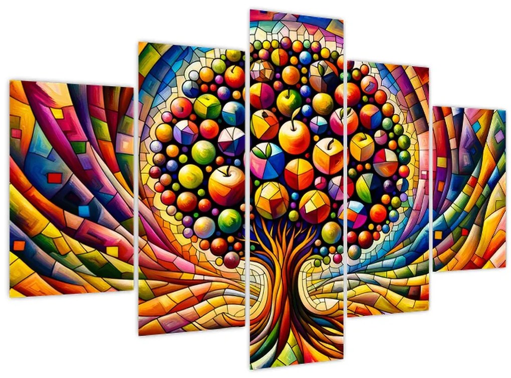 Tablou – Arbore colorat cu mere (150x105 cm)