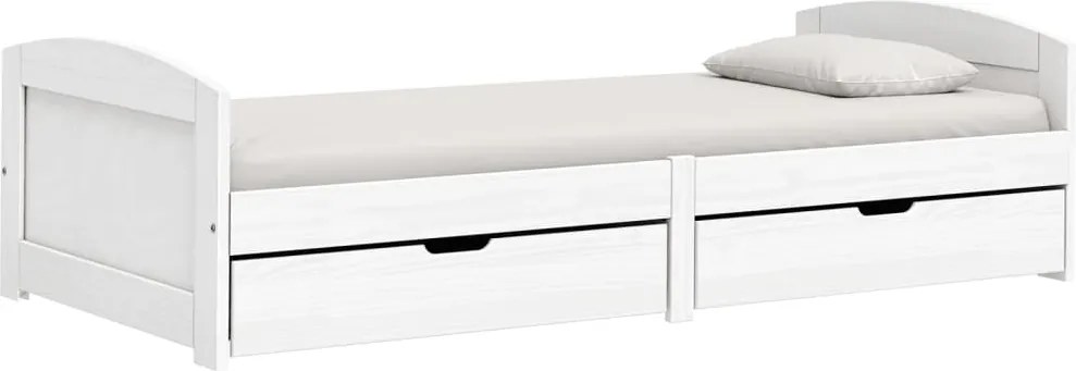 vidaXL Pat de zi cu 2 sertare "IRUN", alb, 90x200 cm, lemn masiv pin