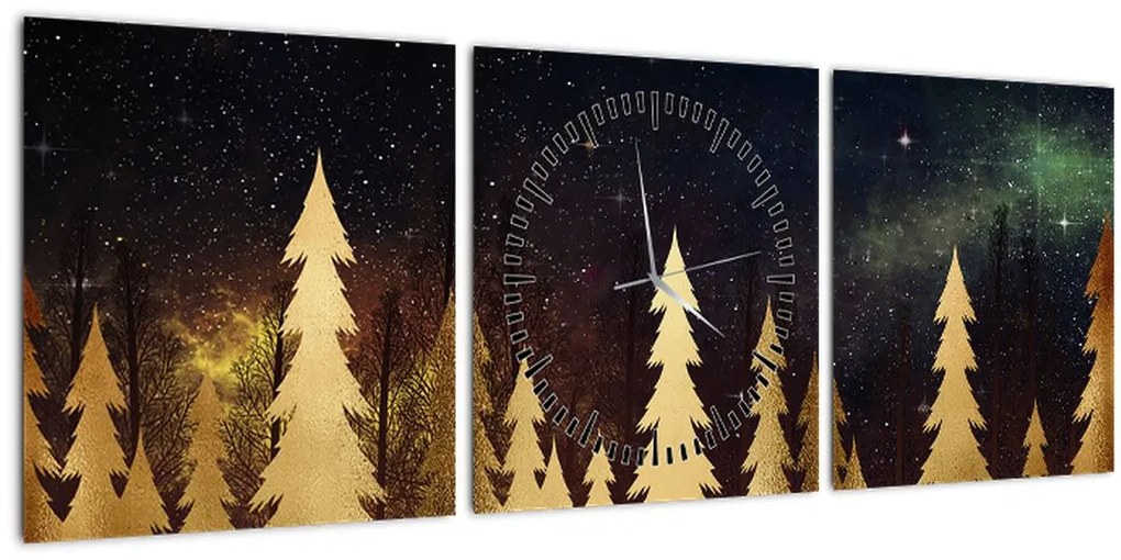 Tablou - Noapte de aur (cu ceas) (90x30 cm)