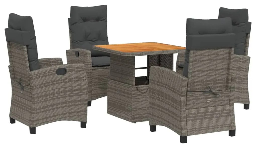 3277398 vidaXL Set mobilier de grădină cu perne, 5 piese, gri, poliratan