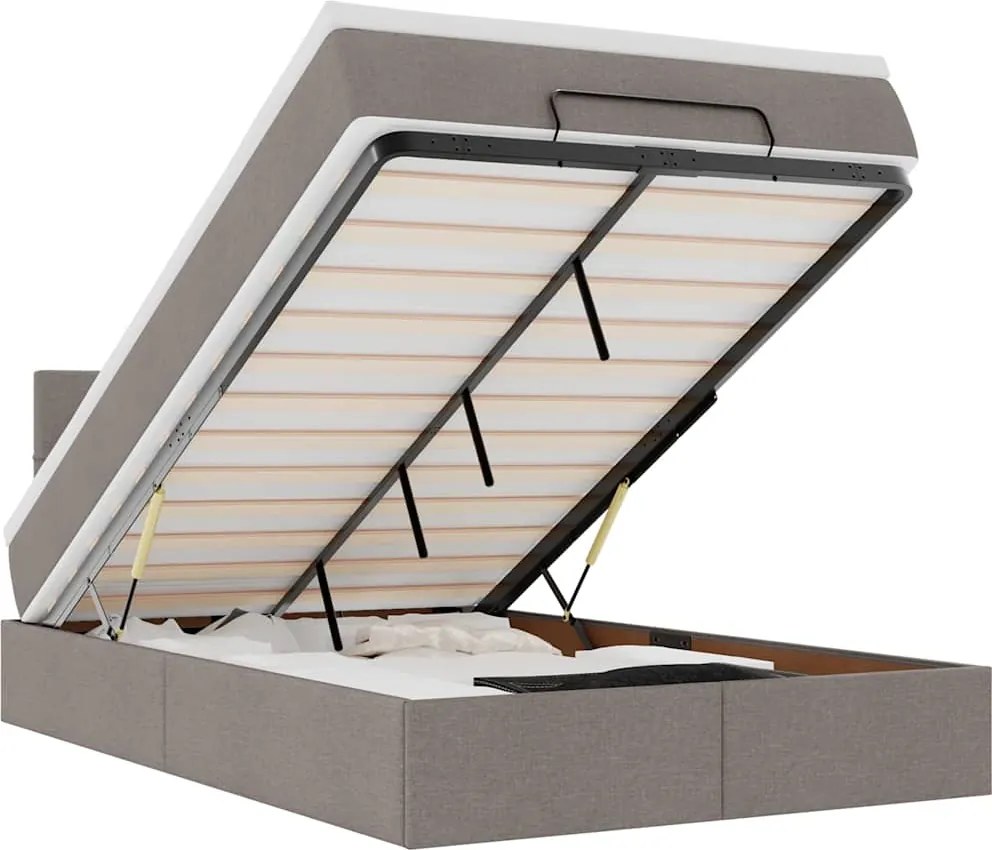 vidaXL Cadru de pat otoman cu saltea Taupe 120x200cm Material