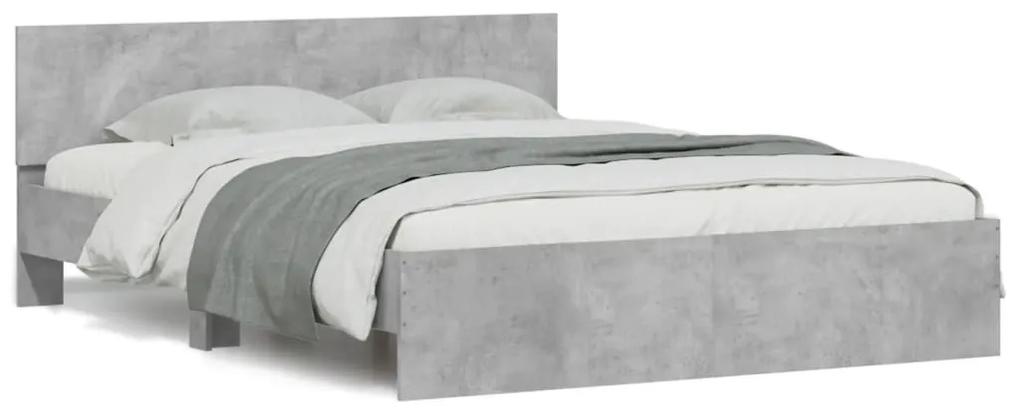 3207500 vidaXL Cadru de pat cu tăblie, gri beton, 140x190 cm