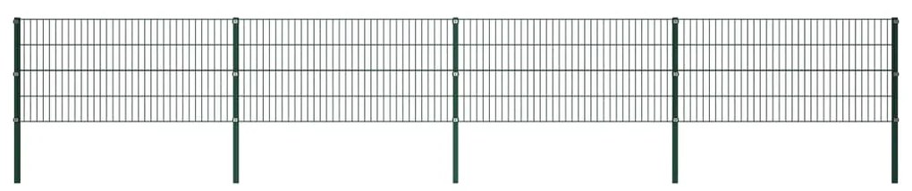 vidaXL Panou de gard cu stâlpi din fier, verde, 694,5x80 cm