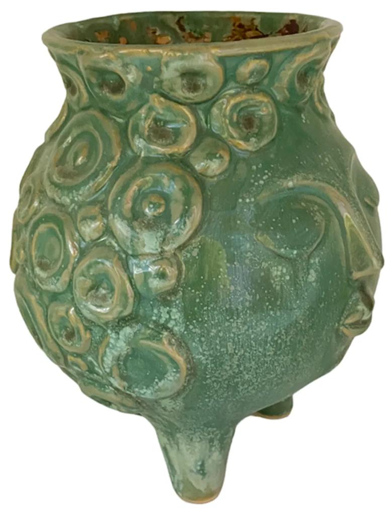 Vaza ceramica Antique, 15x12cm, Turcoaz