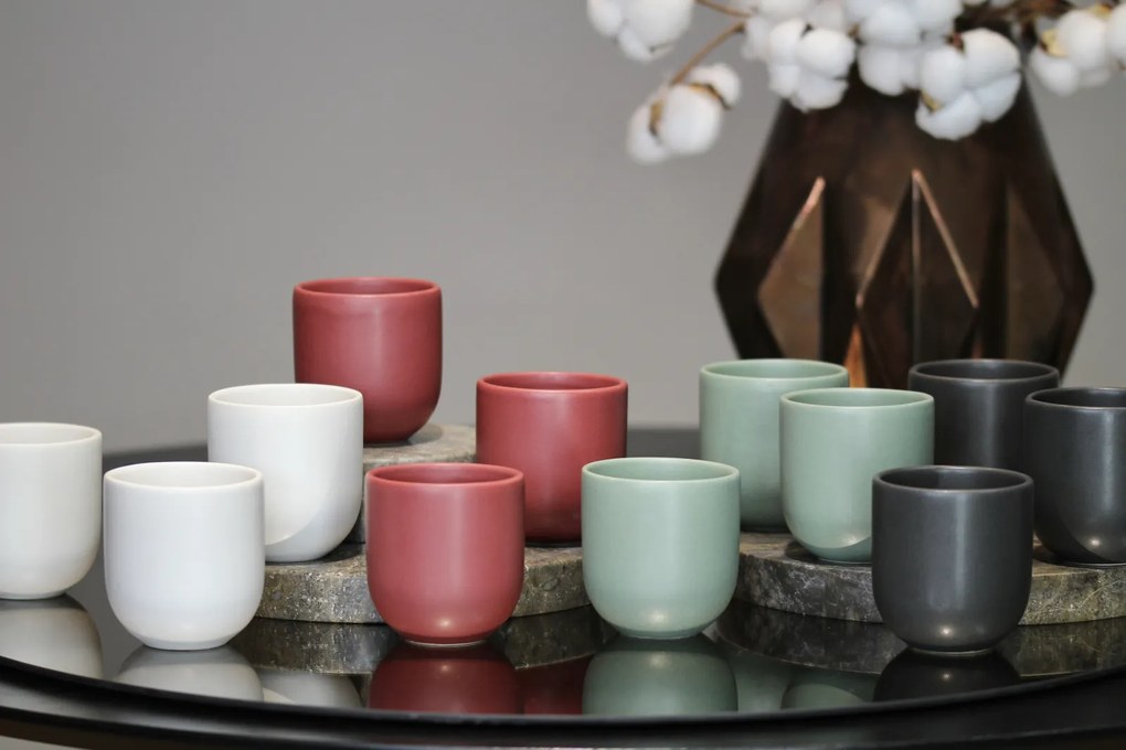 Pahar Cafea Ceramica Novum (Rosu Grena-Mat, 250ml) Gresie Glazurata Manual