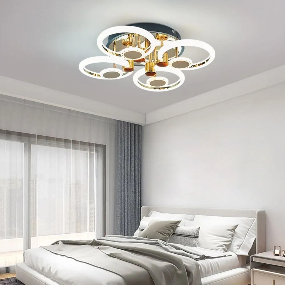 Lustra Led Cu Telecomanda, Elit's, Opal B, 120 w Intensitate Reglabila, Gold