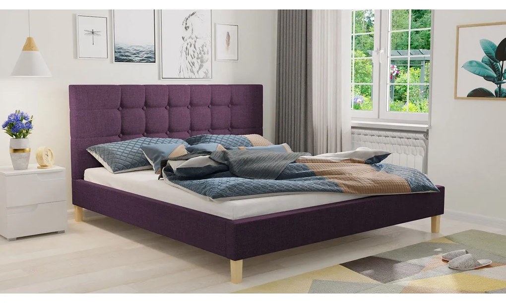 Pat matrimonial 160 cm Marona (violet) (cu somieră). 1104279