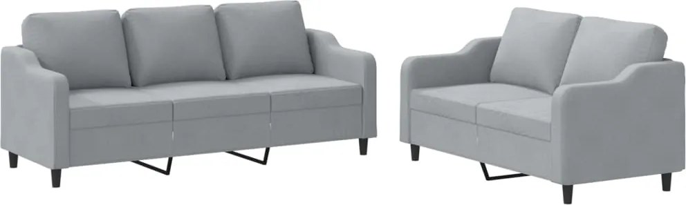 vidaXL Set de canapele cu perne, 2 piese, gri deschis, textil