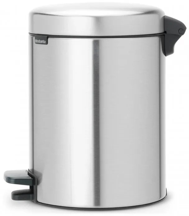 Cos de gunoi cu pedala Brabantia NewIcon 649016, 5 L, Inchidere lina, Baza antiderapanta, Rezistent la amprente, Inox