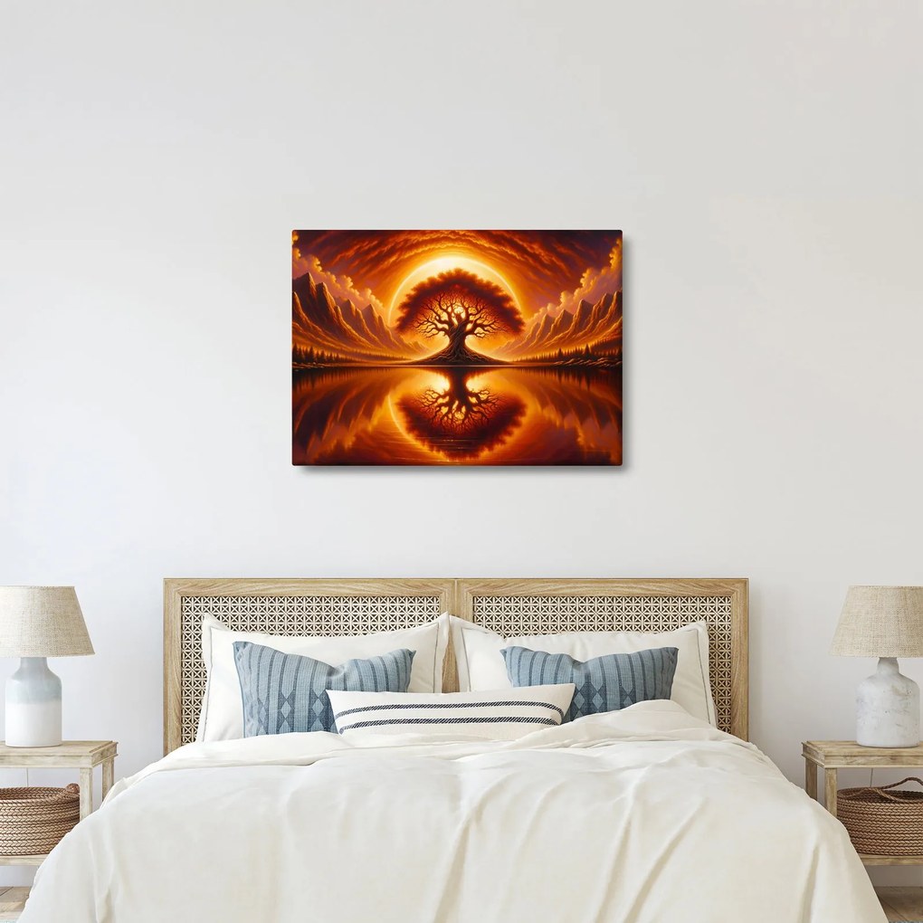 Tablou – Arbore în soare sângeriu (70x50 cm)