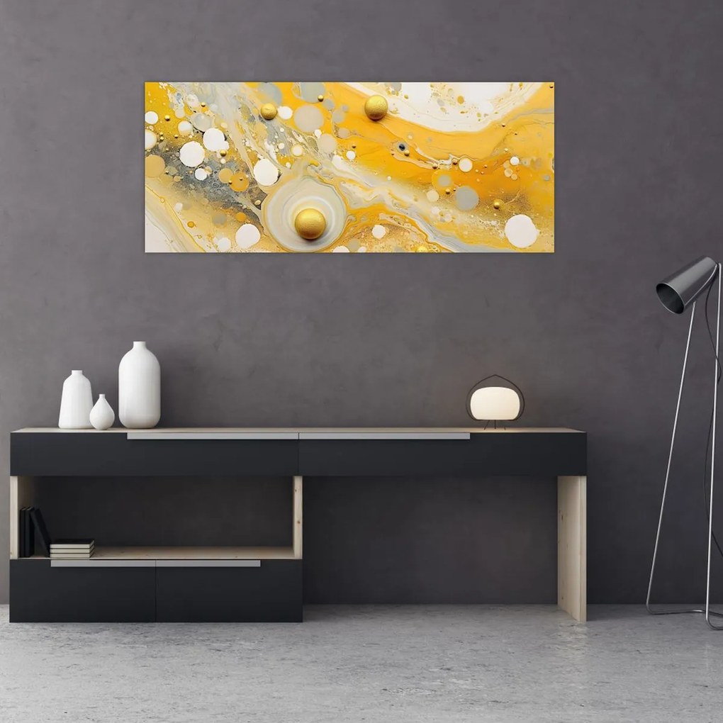 Tablou - fundal abstract cu decor de aur (120x50 cm)