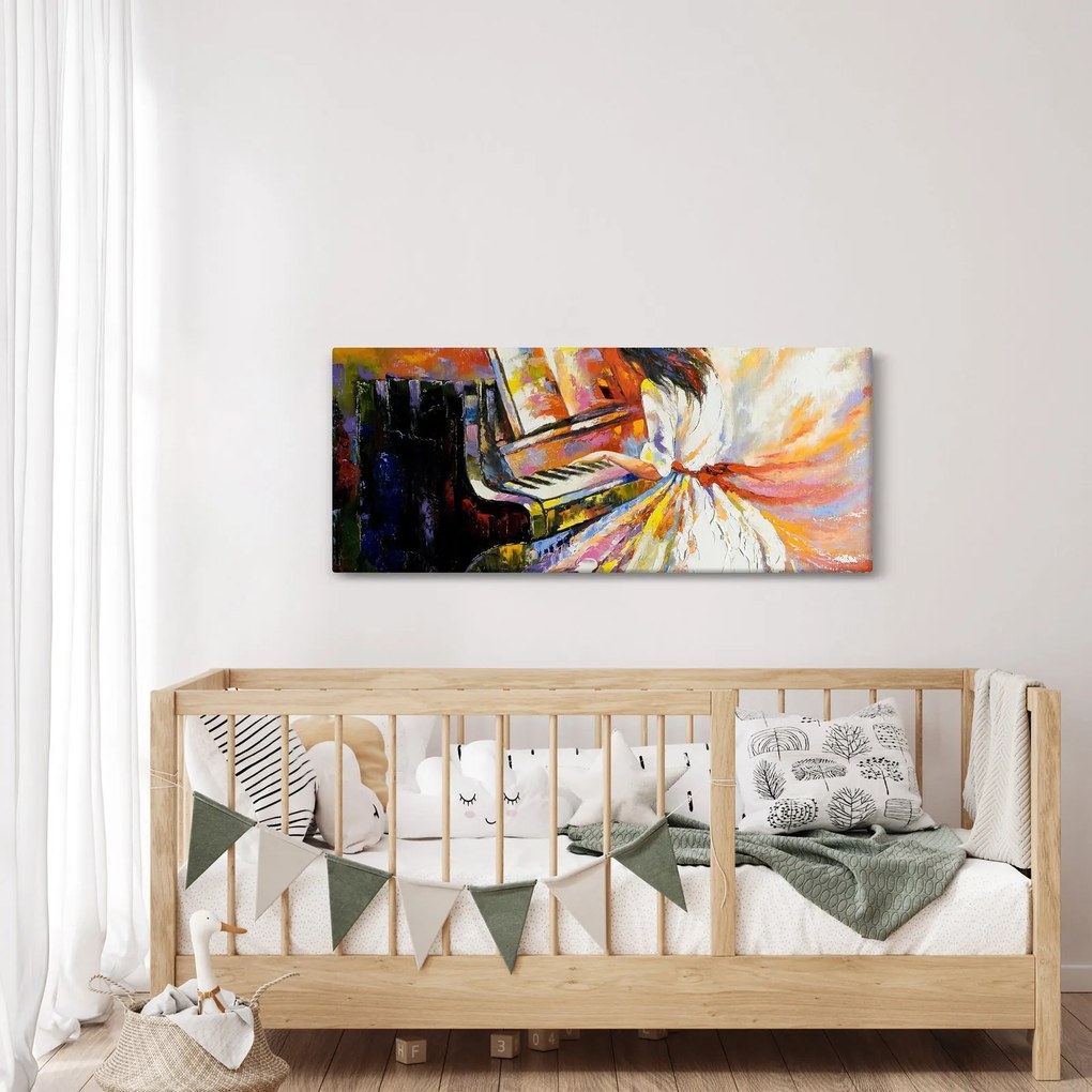 Tablou - Femeia cântând la pian (120x50 cm)
