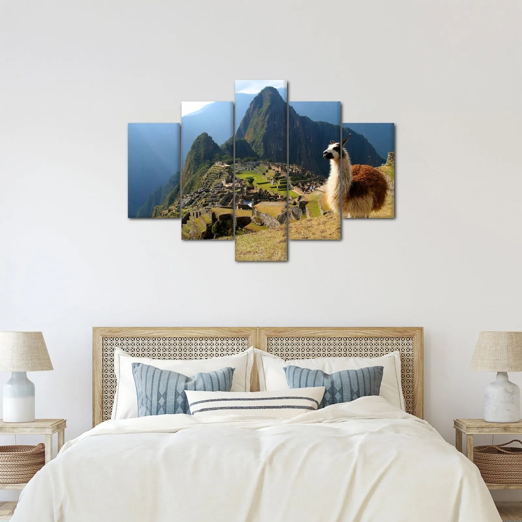 Tablou - Lama și Machu Picchu (150x105 cm)