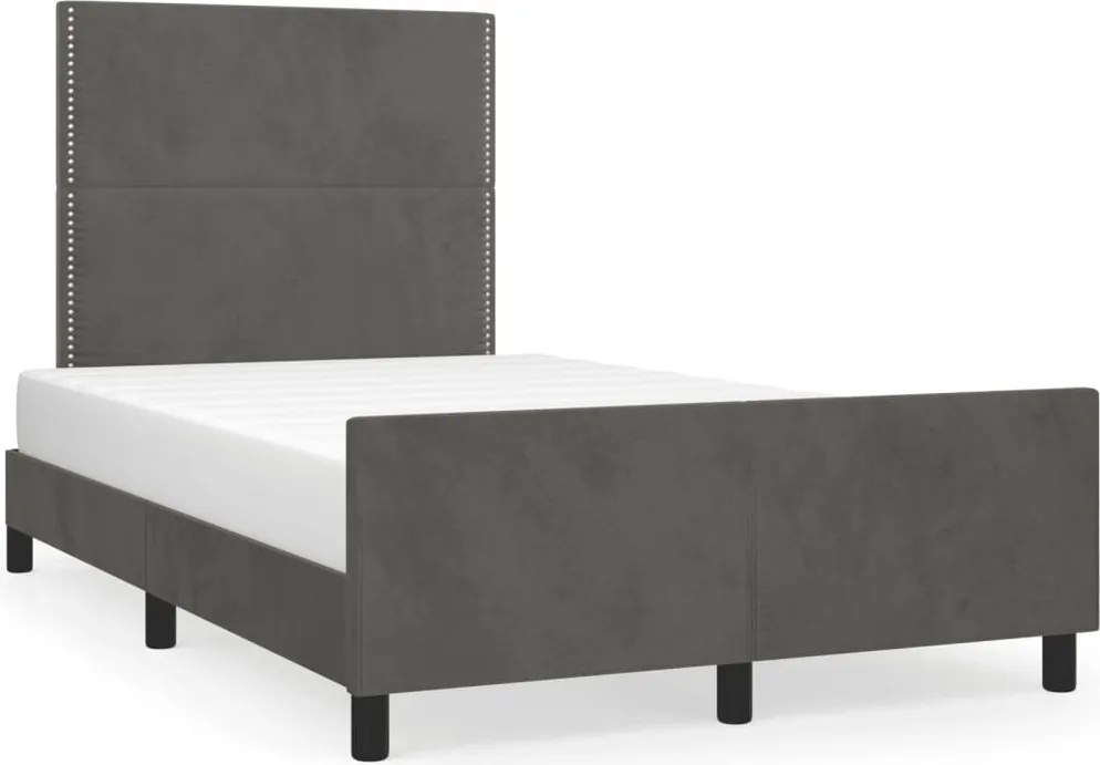 vidaXL Cadru de pat fără saltea Gri închis 120x190 cm catifea