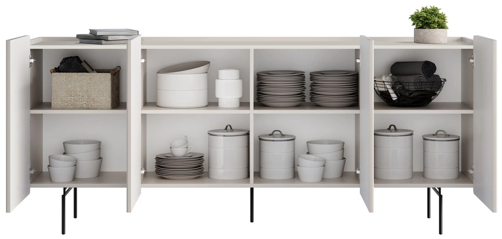 Comodă cu patru uși Malmi 200 cm - cașmir / picioare negre