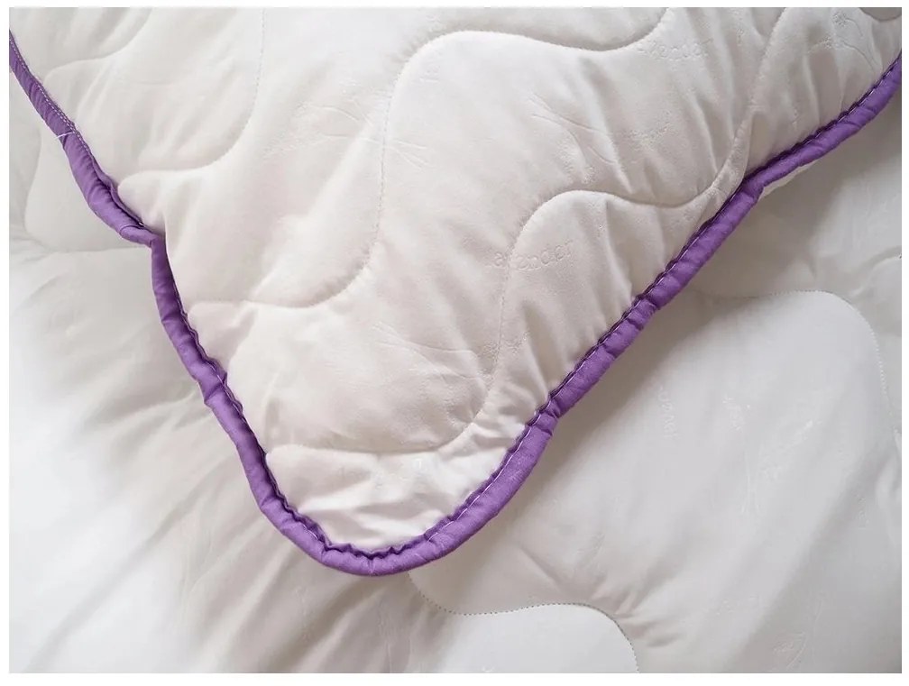 Patura quiltata pentru toate anotimpurile 140x200 cm cu perna STELLA LAVENDER 70x90 cm, alba