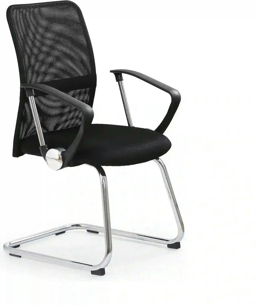 Scaun de birou VIRE SKID, negru, stofa mesh, 58x60x97 cm