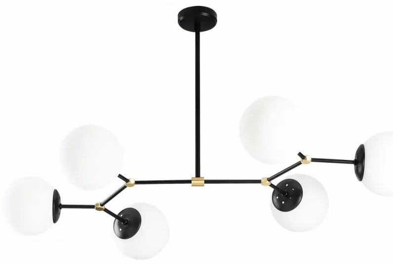 Lustra 6 Becuri Damar - 6321, Soclu E27, Max. 40W, Culoare Negru / Alb