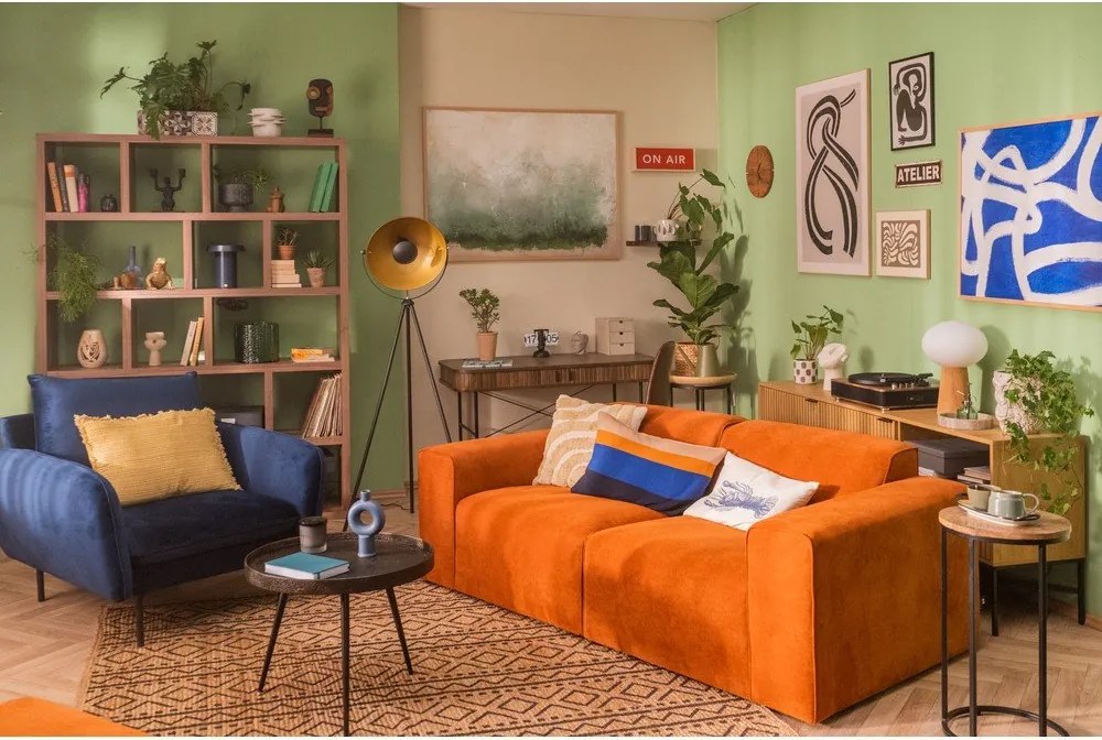 Modul pentru canapea portocaliu din catifea reiată (partea dreaptă) Sting - Scandic