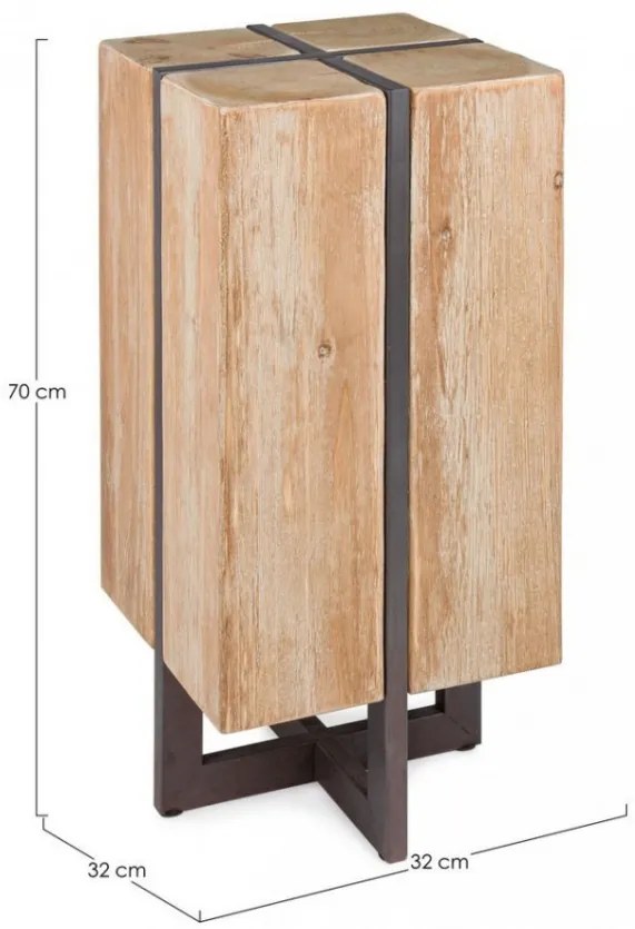 Scaun bar natural din lemn de Brad si metal, Garret H70 Bizzotto