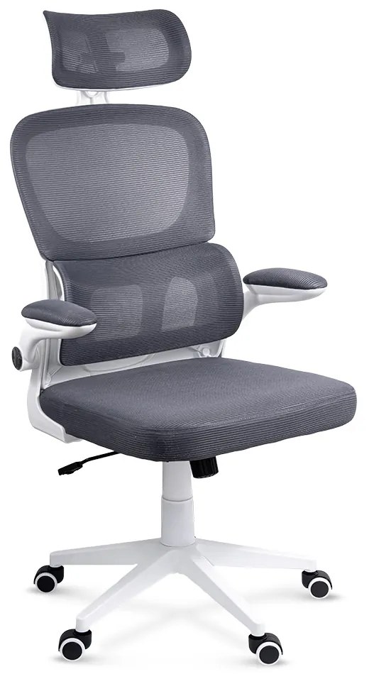 Scaun ergonomic OFF 432 gri, suport lombar și brațe rabatabile