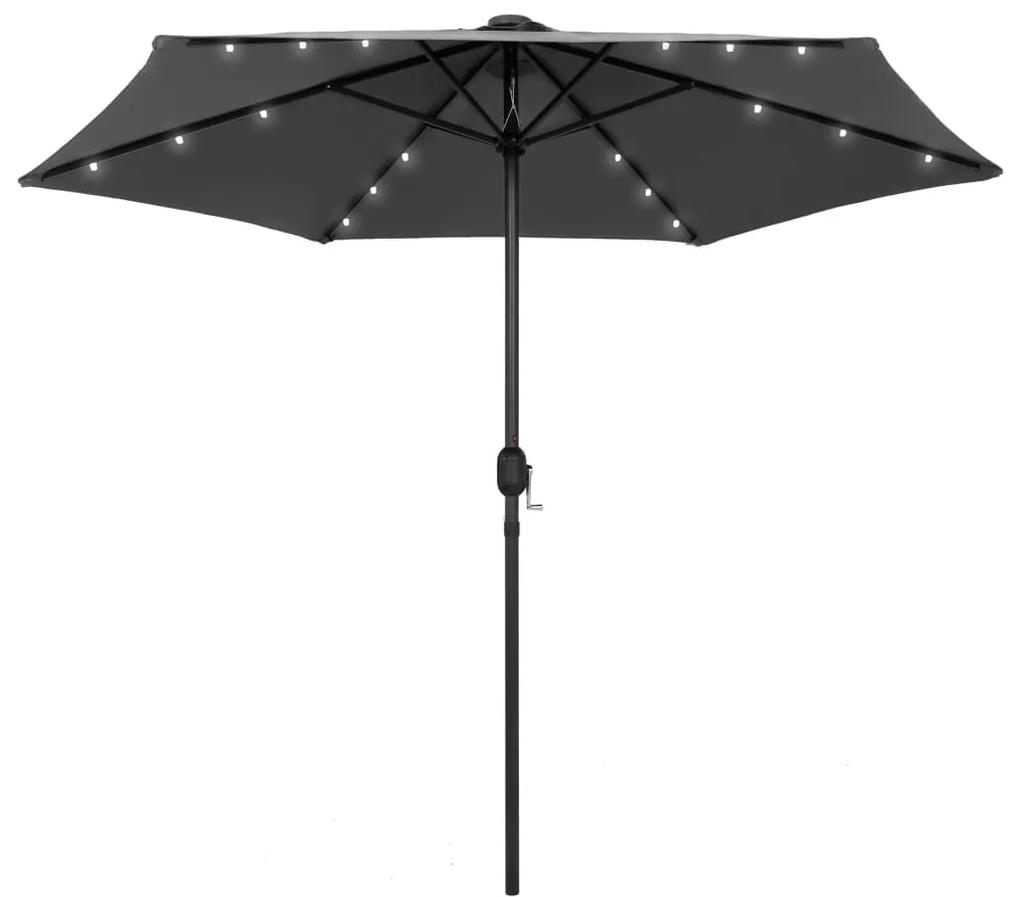Umbrela de soare cu LED si stalp aluminiu, antracit, 270 cm