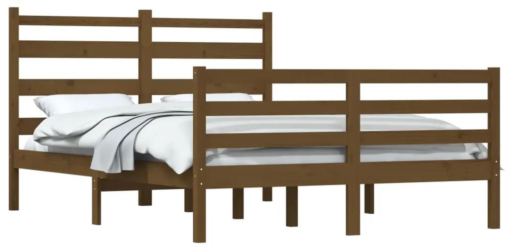 Cadru de pat, 120x200 cm, lemn masiv de pin, maro miere maro miere, 120 x 200 cm