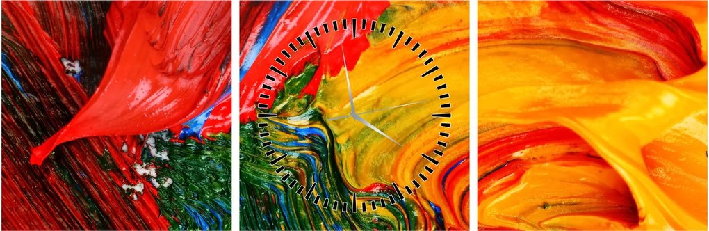 Tablou - Abstractizare albăstrire cu o perie (cu ceas) (90x30 cm)