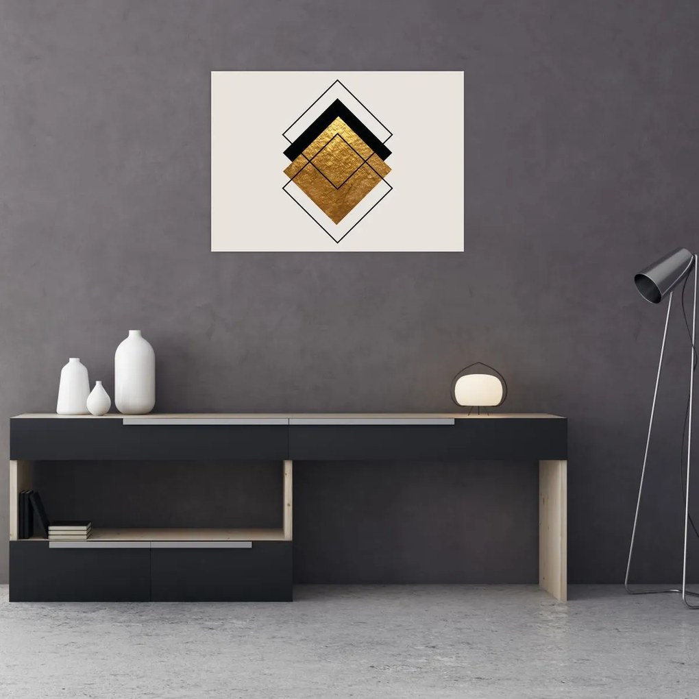 Tablou - Abstracție de aur și alb N⁰1 (70x50 cm)