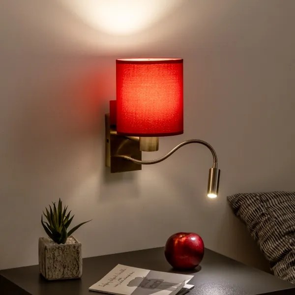 Lampă LED de perete Brilagi NUBILA 1xE27/25W/230V + LED/3W alamă/roșu Pompeian