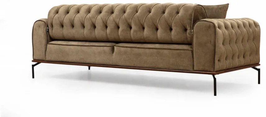 Canapea Extensibilă cu 3 Locuri Siesta With Capitone 3 Seater, Maro