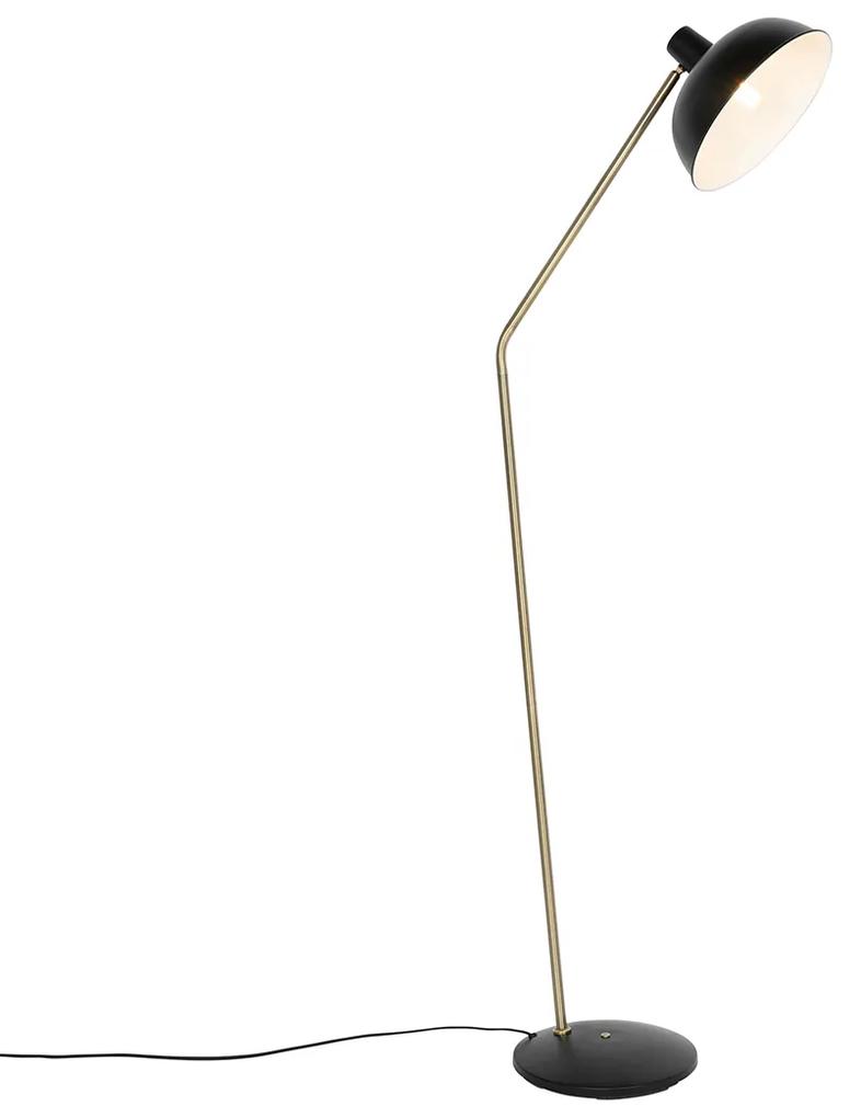 Lampă de podea retro neagră cu bronz - Milou