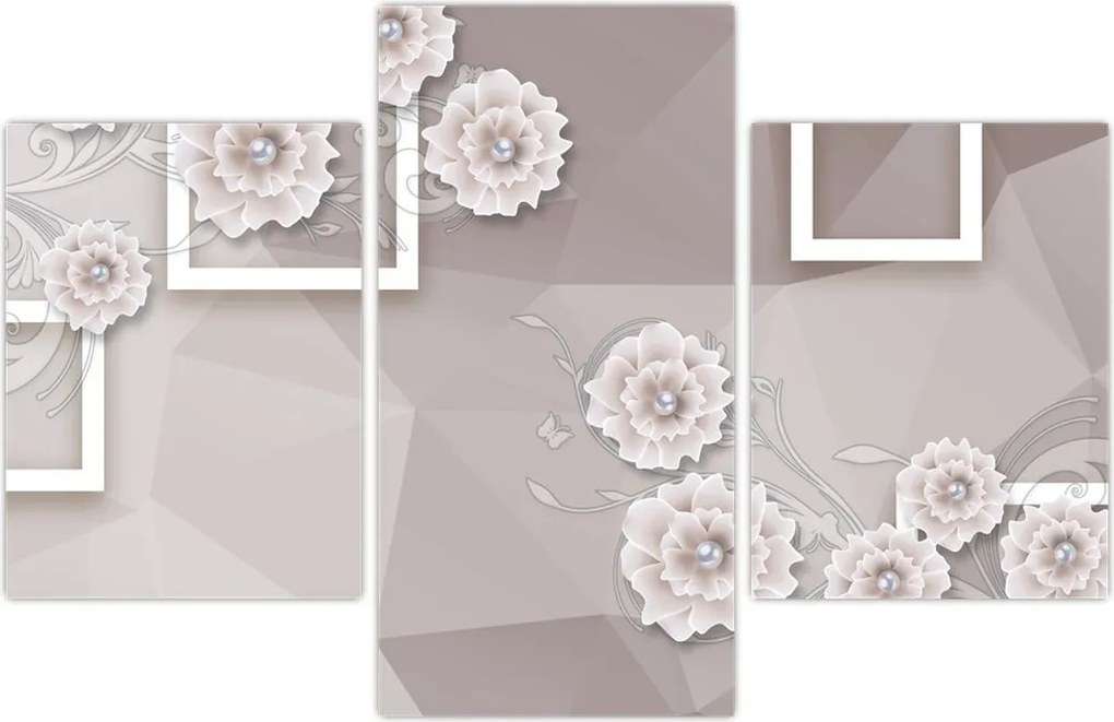 Tablou - Imagine flori bej (90x60 cm)