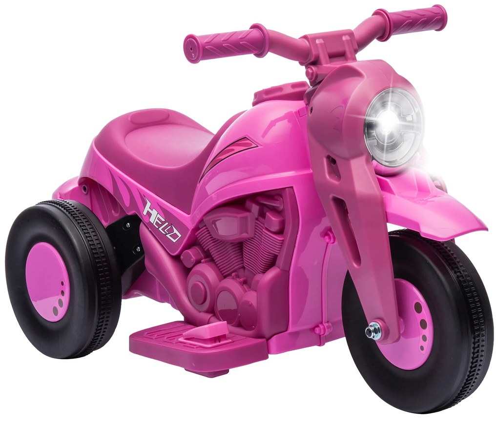AIYAPLAY Moto electrică copii 2-5 ani, 3 roți, 6 V, 3 km/h, cu funcție de bule, efecte luminoase și sonore, roz | Aosom Romania