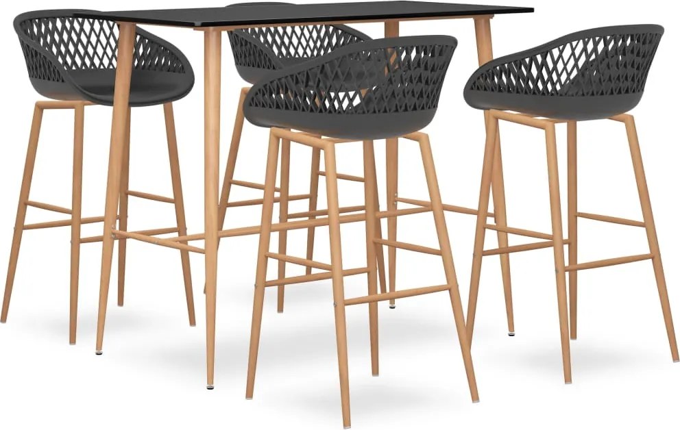 vidaXL Set mobilier de bar, 5 piese, negru și gri