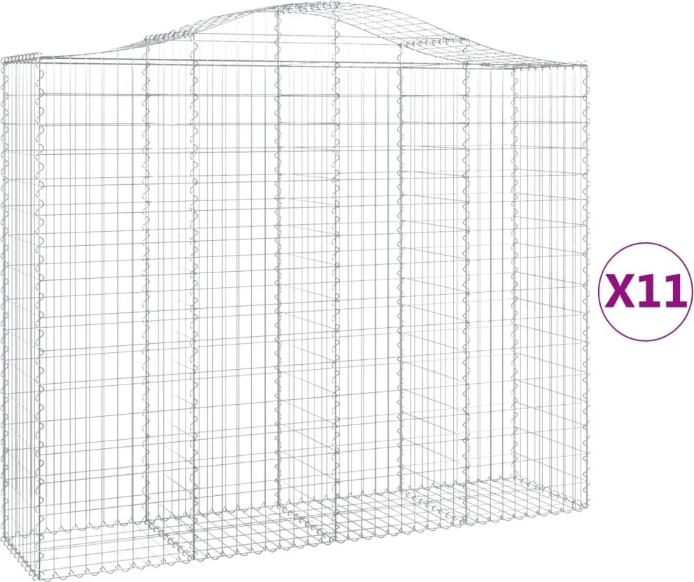 vidaXL Coș gabion arcuit, 11 buc, 200x50x160/180 cm, fier galvanizat
