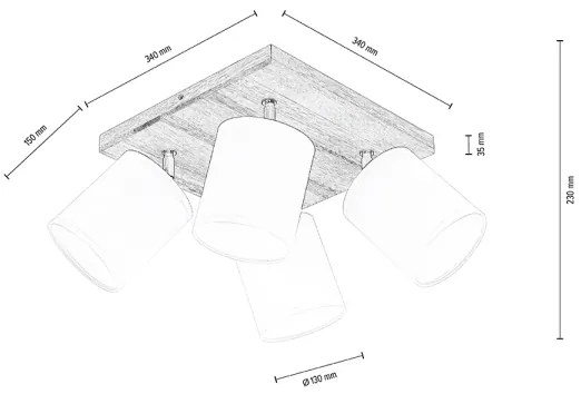 Spot de tavan Spot-Light DO56844474 APRILLIA 4xE27/25W/230 stejar/alb