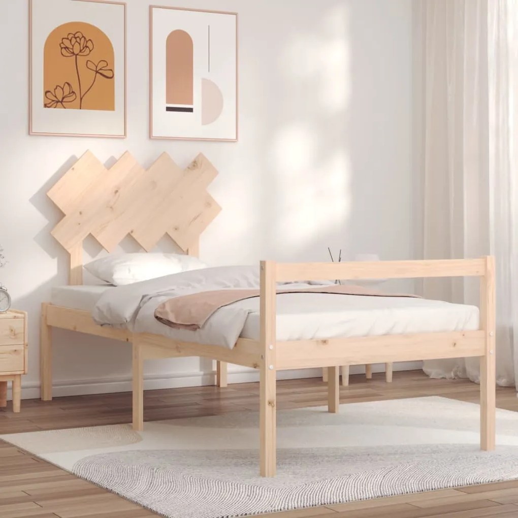 3195531 vidaXL Cadru de pat senior cu tăblie, 90x200 cm, lemn masiv