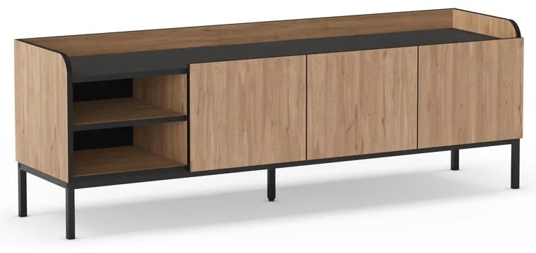 Comodă TV în culoare naturală cu aspect de lemn de stejar 160x55x42 cm Adara – Marckeric